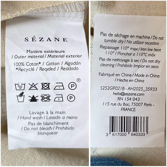 SEZANE x BAZISZT Blue Cream & Pink Classic Floral Printed Large Canvas Tote Bag - Picture 6 of 9